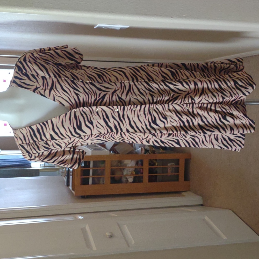 Catwalk closet BNWOT zebra print dress size xs w/ buttons & tie at back